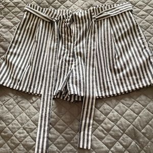 Pinstripe paper bag shorts